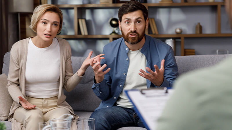 Clients speaking with a therapist